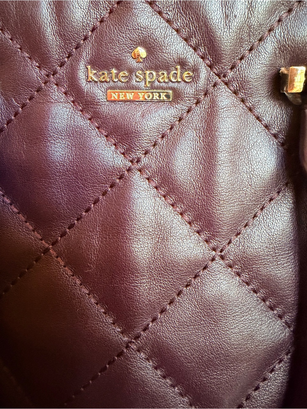 Kate Spade Eggplant Quilted Leather Shoulder Bag w/Gold Hardware (GUC) - Picture 5 of 17